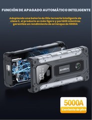 Arrancador Portatil 5000A Para Auto 12V 10L Gas 9L Diesel Bateria Luz Emergentes
