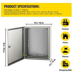NEMA Steel Case, 20x16x6” NEMA 4X Metal Electric Enclosure, IP66 Water & Dust