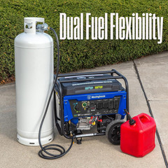 12500 Watt Dual Fuel Portable Generator, Remote Start, Transfer Switch Ready