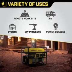 4550Watt recoil start gaslinepowered rv ready portable generator with Co Shield.