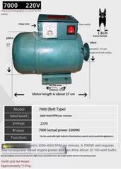 Permanent Magnet Brushless Generator with Voltage Regulator, Pure Copper Winding