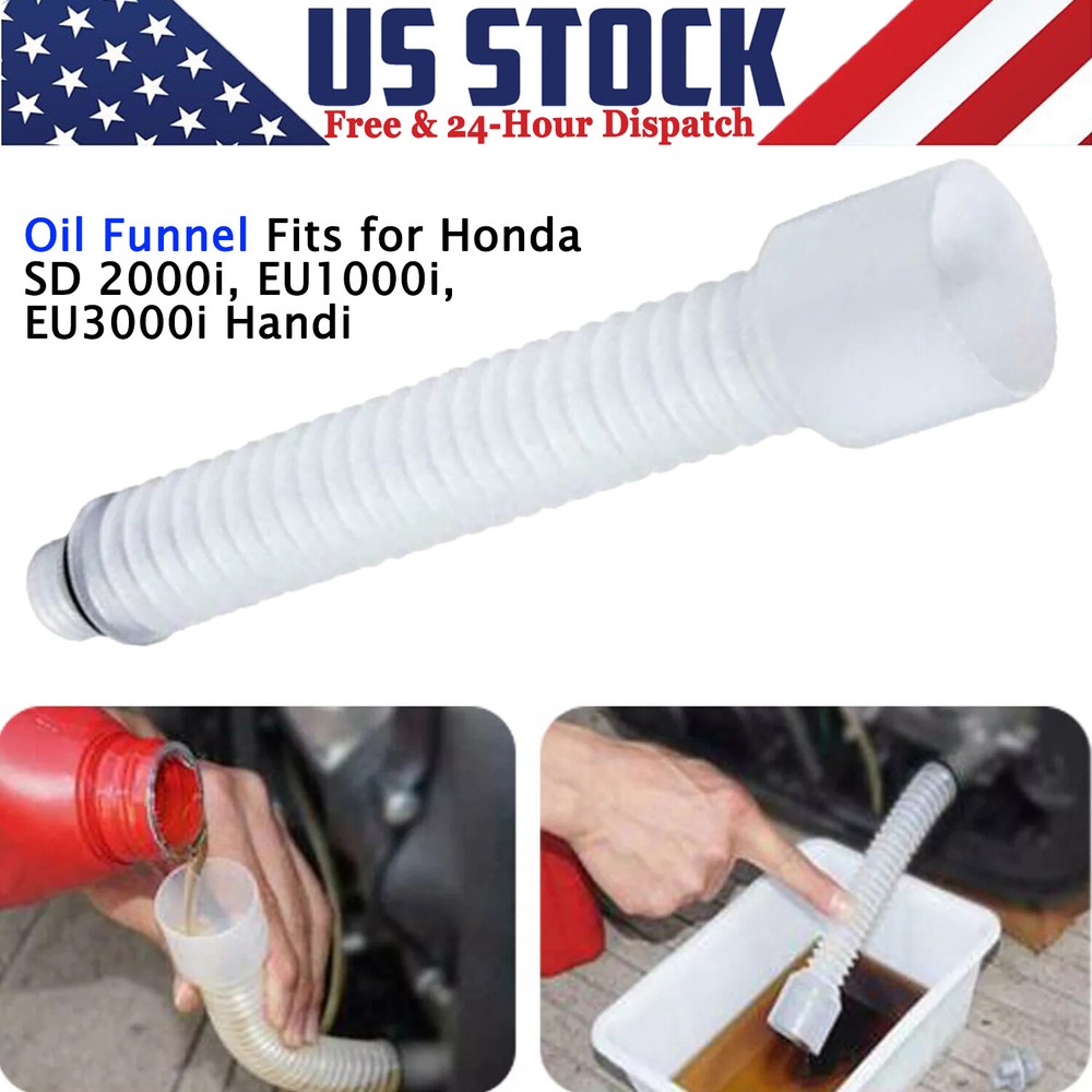 White Flexible Mess Free Oil Change Funnel Tube for Honda Inverter Generator