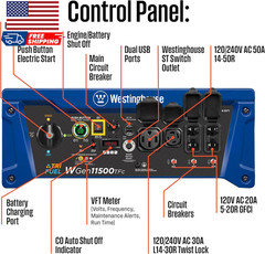 14500 Peak Watt Tri-Fuel Home Backup Portable Generator Remote Electric Start