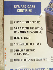 GENERATOR-CHICAGO ELECTRIC Portable Generator 2HP 800/900W 5 Hour Run Time- NEW