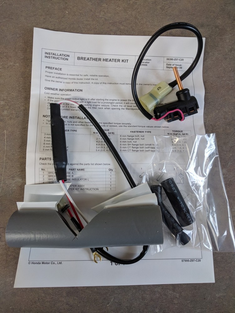 Honda 06390-Z07-C20 Cold Weather Breather Heater Kit for EU2000i Generarators