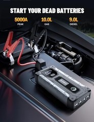 Arrancador Portatil 5000A Para Auto 12V 10L Gas 9L Diesel Bateria Luz Emergentes