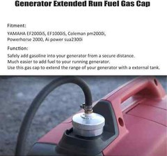 Aluminum Extended Run Fuel Gas Cap w/ Brass Hose For Yamaha EF2000is EF1000is