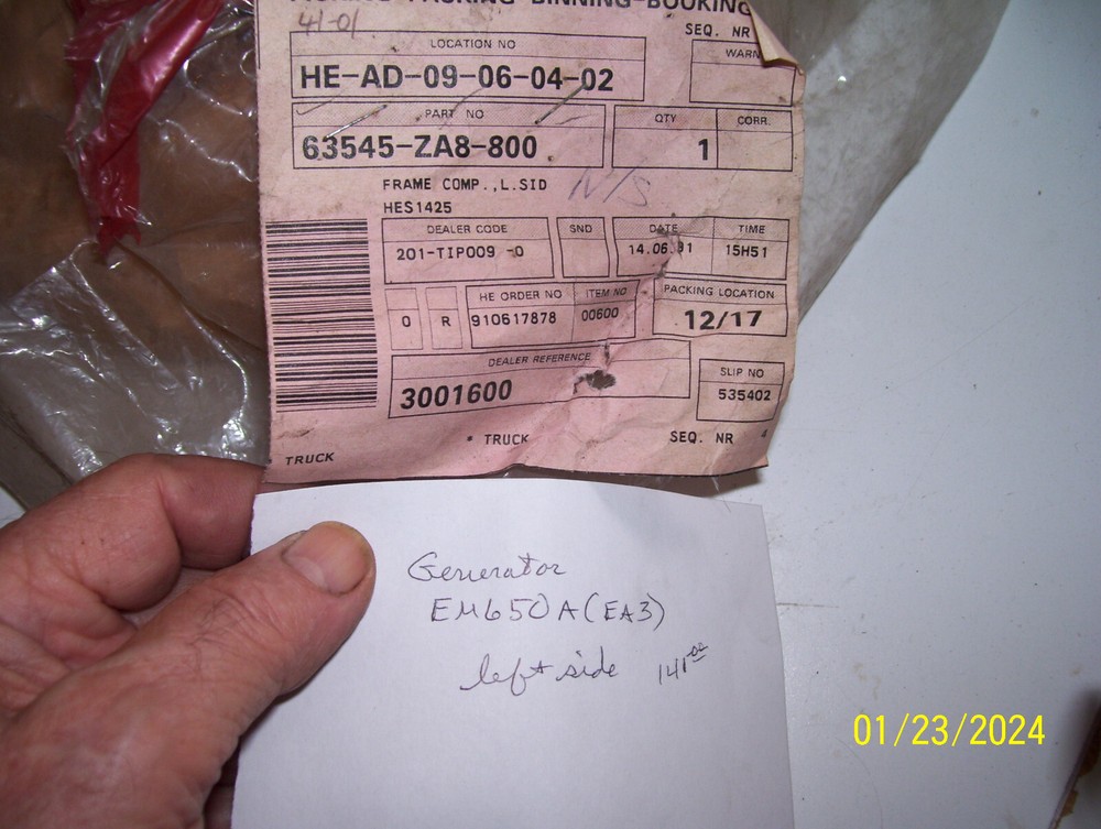 Honda EM650A Generator NOS LEFT SIDE FRAME 63545-ZA8-800 #18
