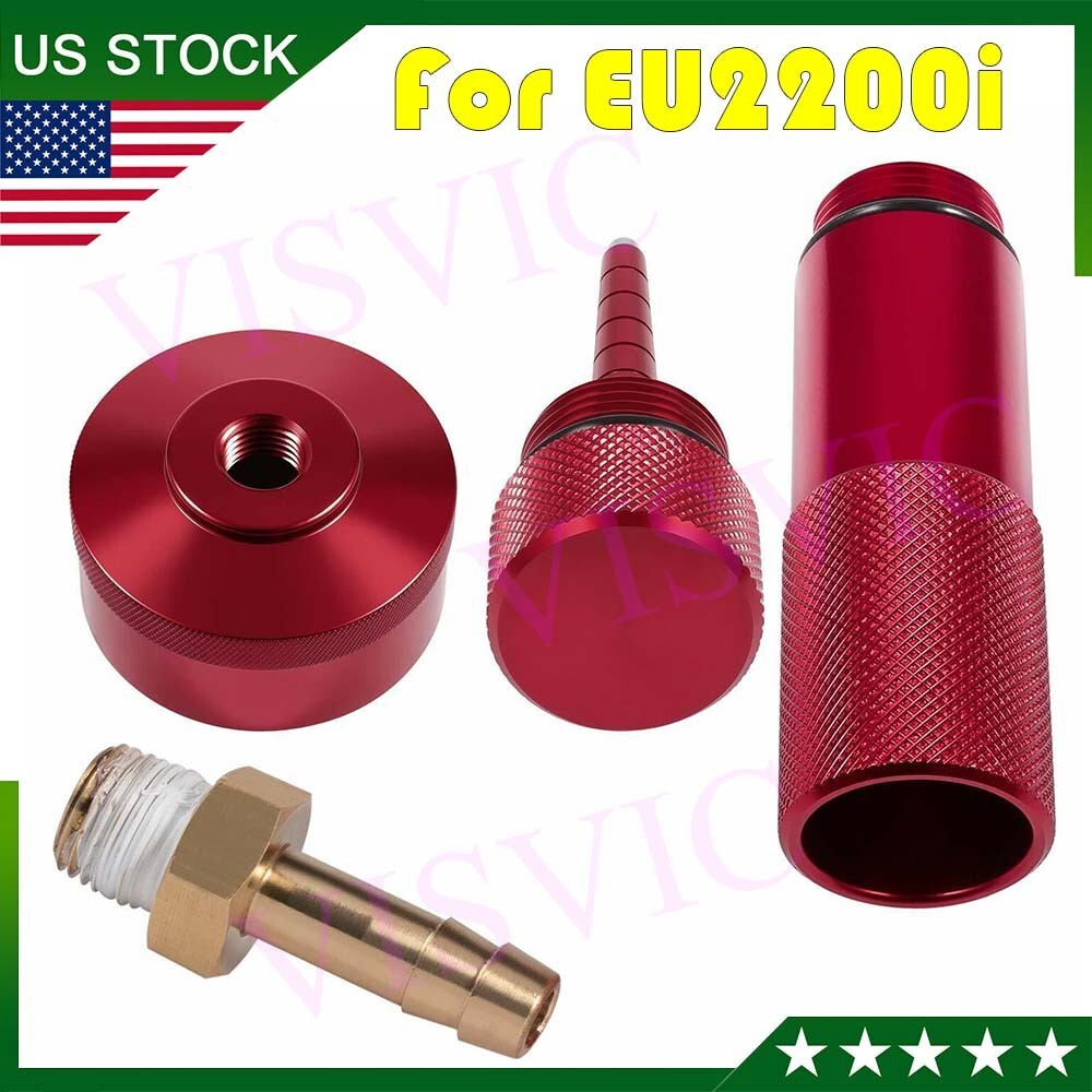 Red Generator Aluminum Extended Run Gas Cap w/ Brass Funnel For Honda EU2200i