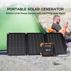 120W Portable Generator with 30W Solar Panel for Outdoors