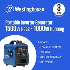 Westinghouse iGen1500c Recoil Start 1500 Starting / 1000 Running Watt Gasoline S