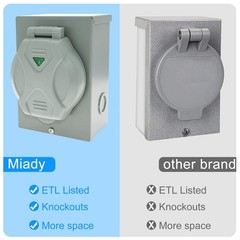 Miady 30 Amp Generator Power Inlet L5-30P 125 Volt For Generators Up To 3750