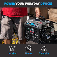 G1200SG 1,200W Carrying Handle Gas-Powered Portable Generator, 1200W, Black/Gray