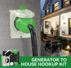 50 Amp Generator Cord 15FT & Pre-Drilled Inlet Box, NEMA 14-50P to SS2-50R, ETL