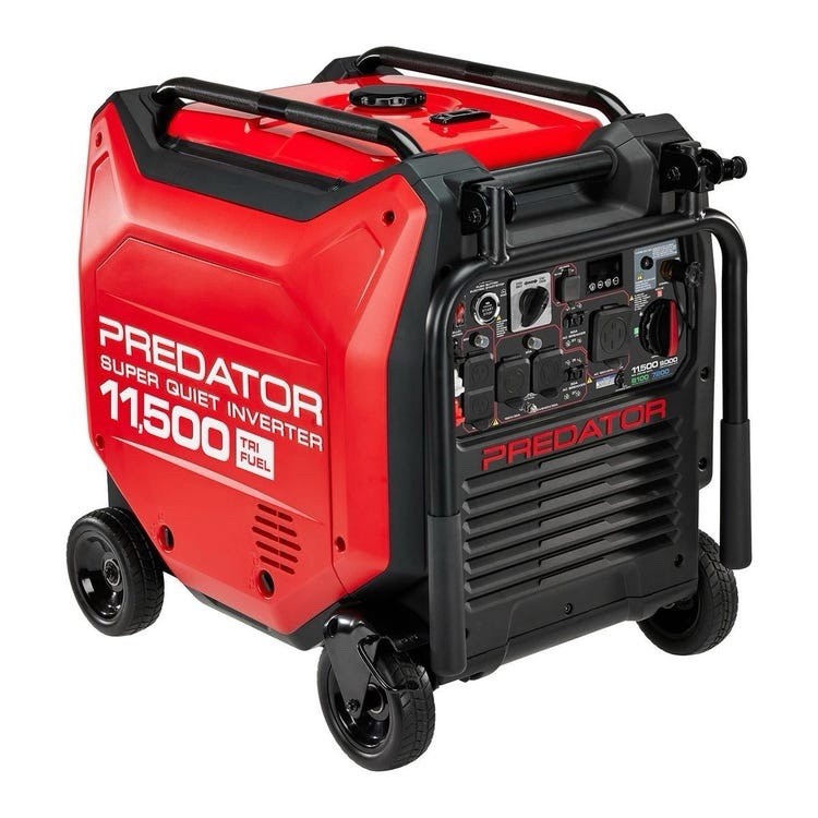 Predator 11500 Super Quiet Inverter Tri Fuel Portable Generator 11500W Red/Black