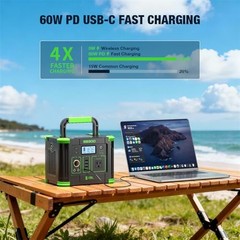Portable Power Station 300W 288.6Wh Solar Generator with 330W AC Outlet, Green