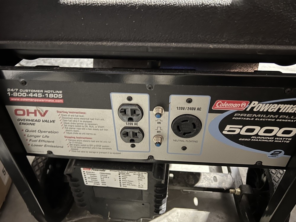 Coleman Powermate 6250 Portable 10HP Generator