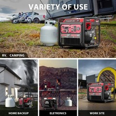 PowerSmart 4400W Dual Fuel Inverter Generator, 223cc, 120VOutput, 5.1hr Runtime