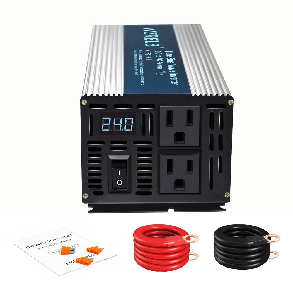 Pure Sine Wave Inverter 24V to 120V Power Converter 800Watt Truck Camp Car Home