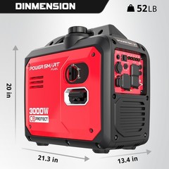 PowerSmart 3000W Gas Generator, 121.6cc, 120V Outlet, Parallel Ready, CO Detect