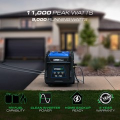 DuroMax XP11000iHT 11,000W Portable Tri Fuel Inverter Generator – Quiet, Low THD