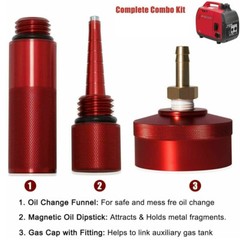 Fit For Honda Generator EU2200i Run Gas Cap w/ Brass Funnel Aluminum Red
