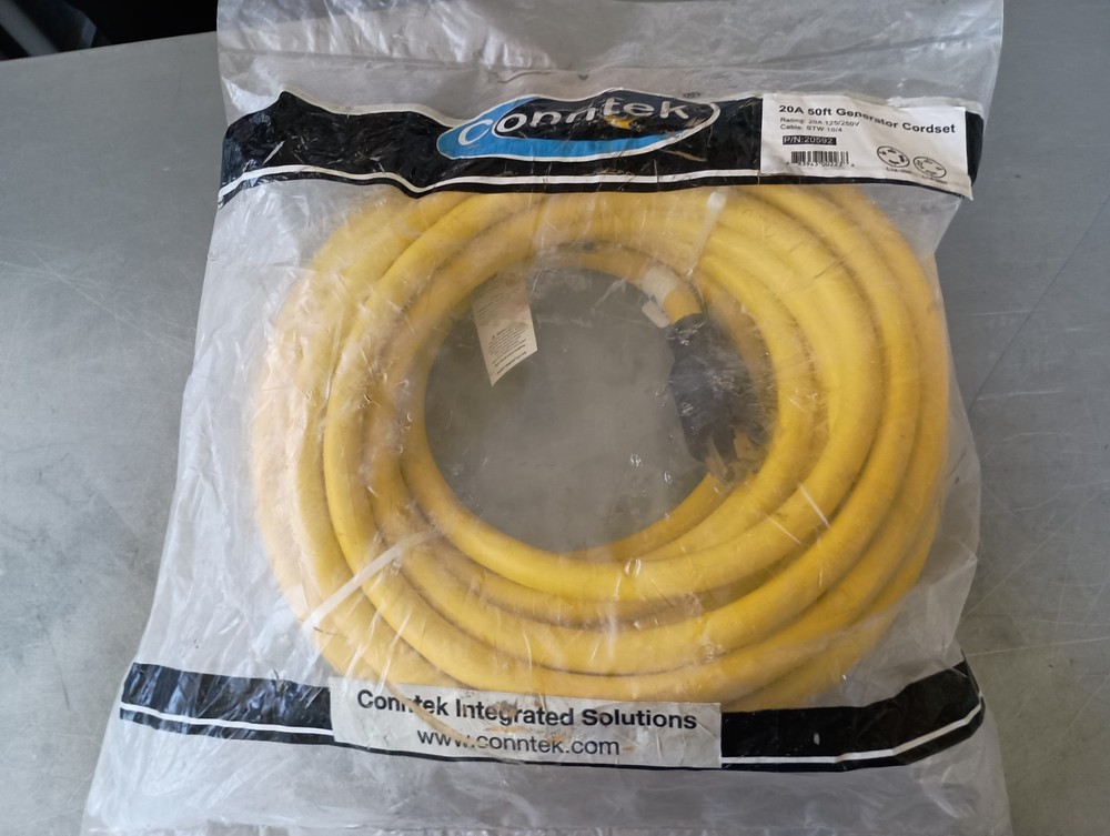 NEW 20592 CONNTEK 20A 50 FT GENERATOR CORDSET 4 POLE TWIST LOCK 125/250V