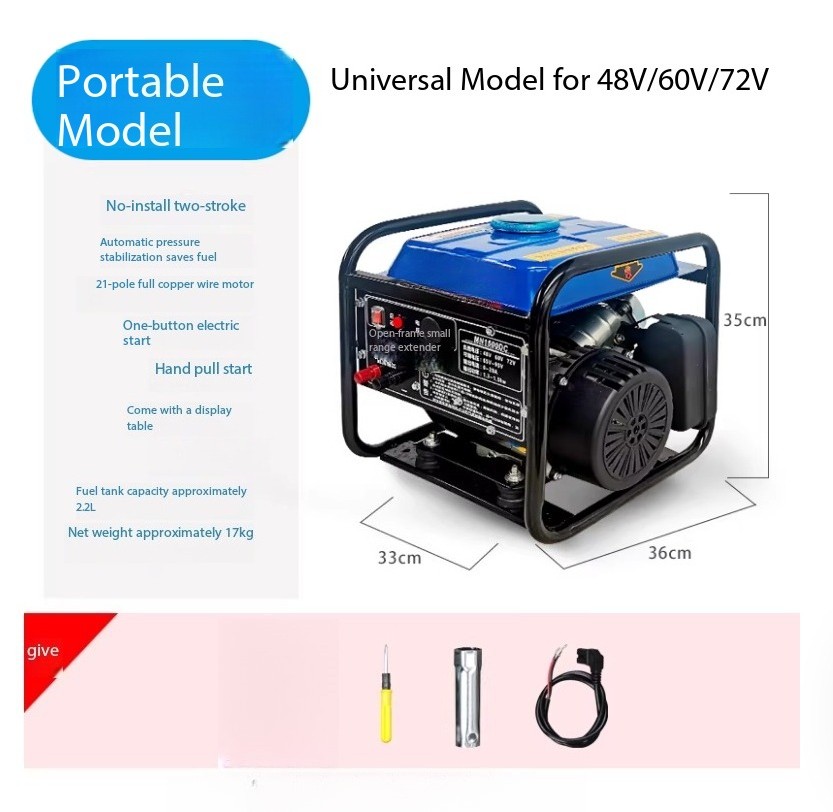 Electric Vehicle Range Extender Four-Cylinder 48V Inverter Gasoline Generator