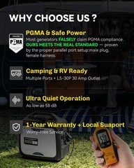 5000 Watt Portable Inverter Generator Gas Powered Super Quiet for RV and Camping