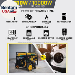 12,500-Watt Electric Start Tri Fuel Home Backup Portable Generator with CO Shiel
