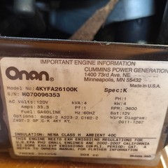 Onan MicroQuiet 4000 Gasoline Power Generator 4kW 120V Green 4KYFA26100K