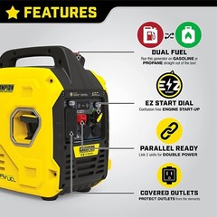 Champion 2,500-W Super Quiet Portable Dual Fuel Inverter Generator, Ultralight