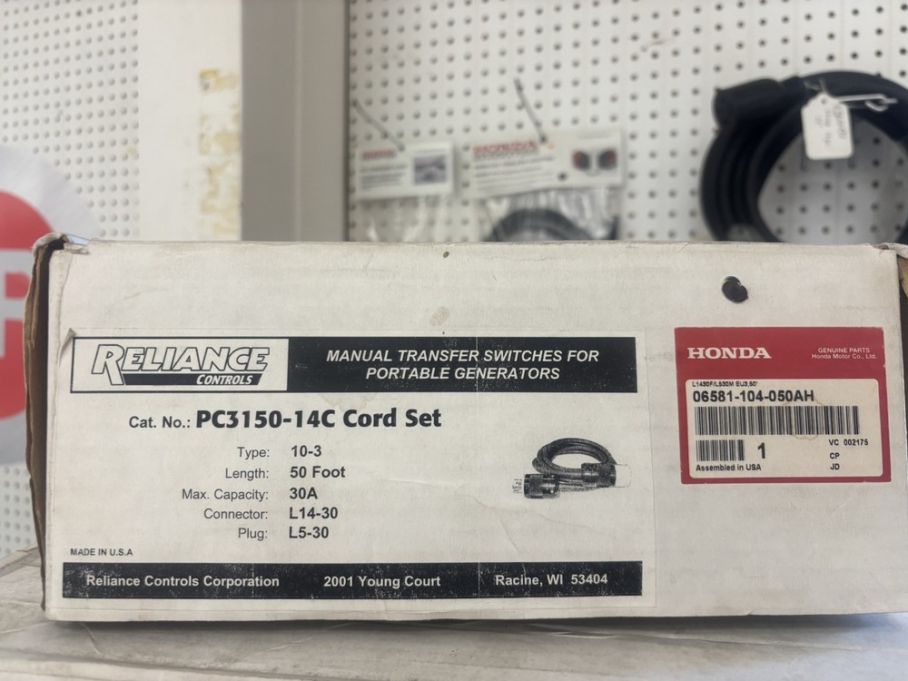 HONDA 50-FOOT EXTENSION CORD DESIGNED FOR THEIR L1430F/L530M EU3 GENERATORS