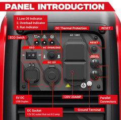Super Quiet 2550W Portable Inverter Generator – 10 Hours Run Time, EPA Compliant