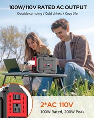 Portable Power Station Bank 146Wh 200W Peak(100W Rated), Solar Powered Red