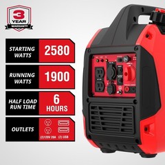 Inverter Generator Gas Powered W/ Super Quiet Technology Low Oil Shutdown Camp