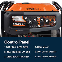 Generac GP 9400 Starting / 7500 Running Watt Gasoline/Liquid propane Dual fuel