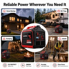 AMERISUN AM5035 3800-Watt Portable Inverter Generator RV Ready 30A Outlet Quiet