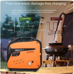 Low-Noise Gasoline Generator for Outdoor Camping, 220V, Small Household Inverter