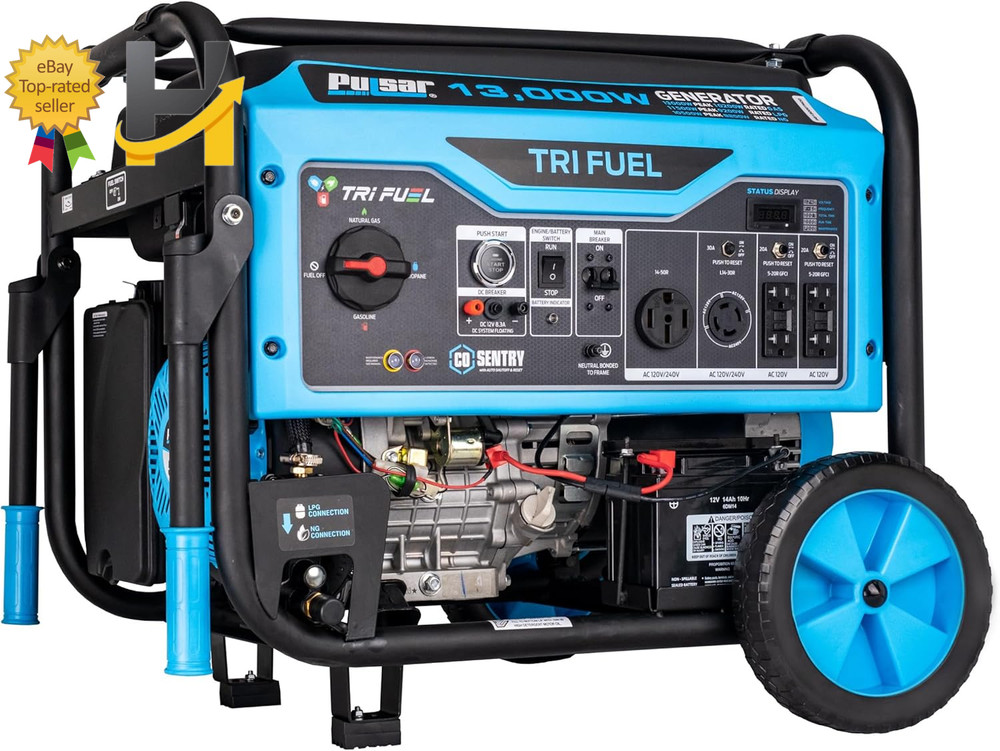 13000-Watt Tri Fuel Portable Generator Remote Start Gasoline Propane Natural Gas