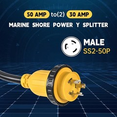 30 Amp NEMA L5-30P to 2x L5-30R Shore Power Splitter Cord Hardwired ETL Listed