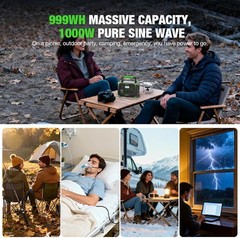 1000W Portable Power Station 999Wh Solar Generator Backup Battery Power