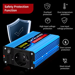 1000W-4000W Pure Sine Wave Inverter DC 12V & 24V to AC 220V 50Hz, Car