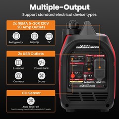 2450W Pure Sine Wave Generator – 58dB Quiet & Low Oil Alert for RV Travel Safety
