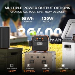 120W Portable Generator with 30W Solar Panel for Outdoors