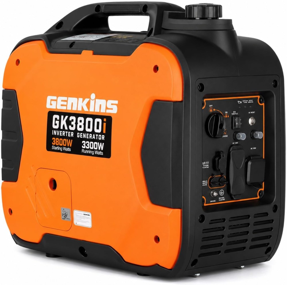 3800W Portable Inverter Generator,Gas Powered,163cc 4-Stroke OHV,Parallel
