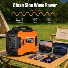 3800W Portable Inverter Generator,Gas Powered,163cc 4-Stroke OHV,Parallel