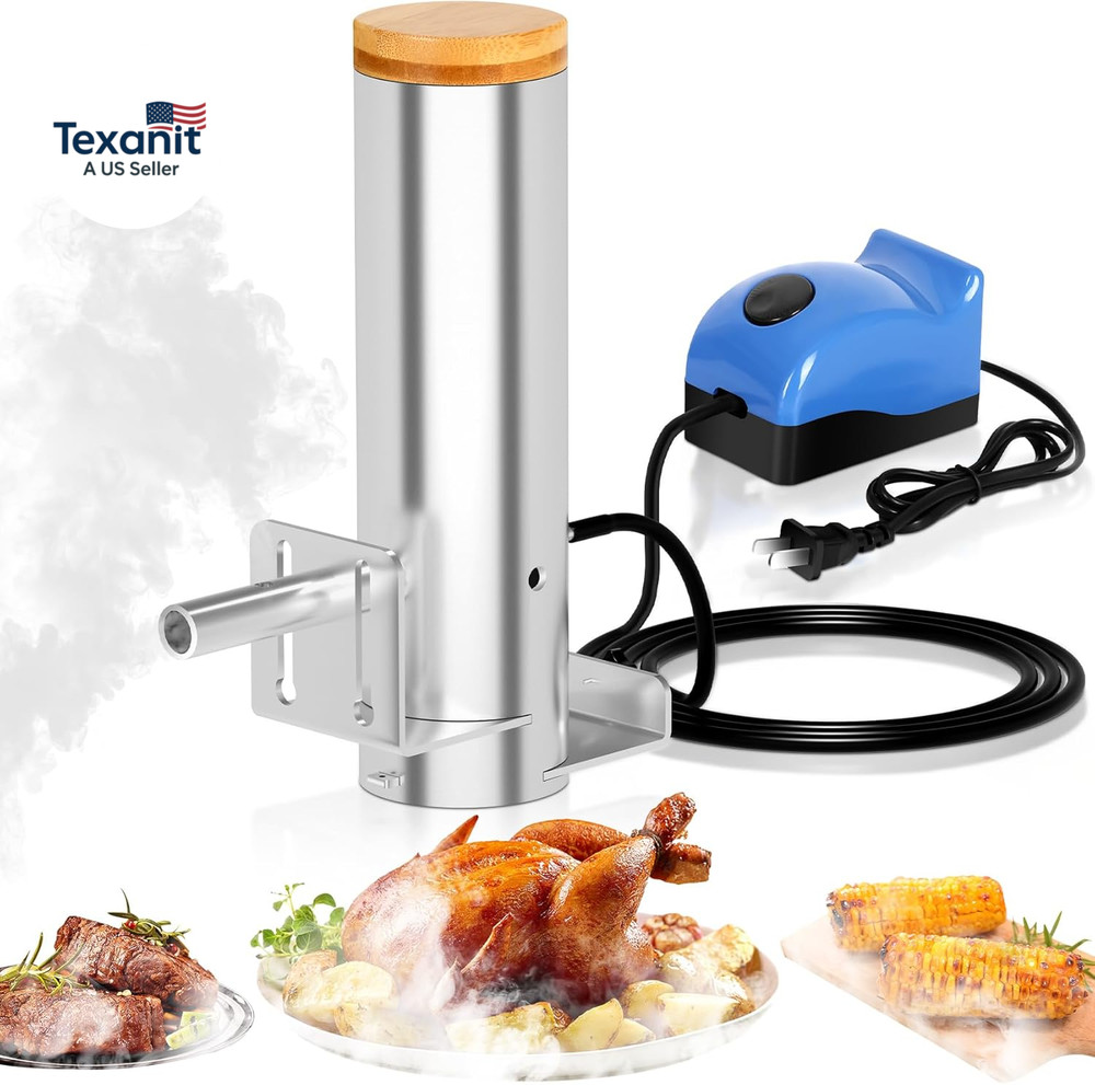 Smoke Generator, Hot and Cold Smoke Generator with Lid & Air Pump, Portable Elec