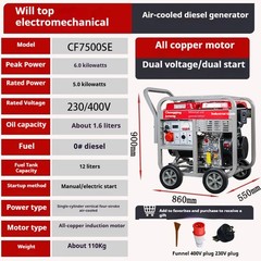 Generator, Air-Cooled, 220V Single-Phase / 380V Three-Phase Dual Voltage