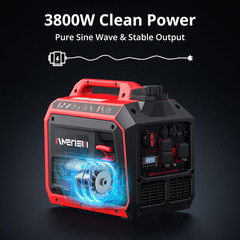 3800W Gas Powered Portable Inverter Generator, Quiet Generator with CO Sensor EC